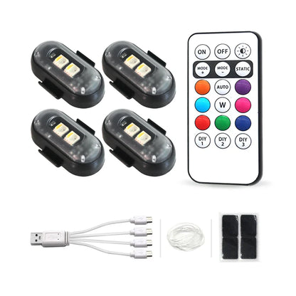 Wireless Remote Control Car LED Lights – Multi-Mode Warning & Decorative Lights for Cars & Motorcycles, 2/4/6 Pack