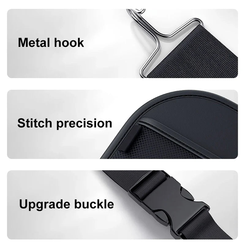 SEAMETAL Car Seat Back Storage Bag – PU Leather Auto Organizer with Tissue Box, Multifunctional Car Storage Accessory
