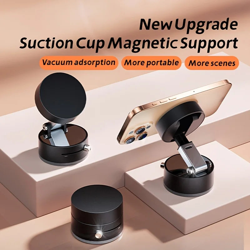 Vacuum Magnetic Folding Swivel Phone Stand – Double-Sided Suction Cup Holder, Universal Compatibility