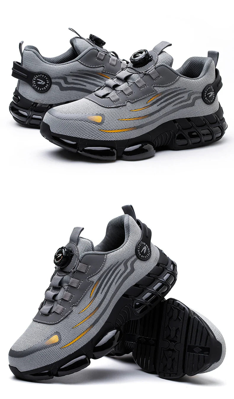 Rotating Button Men’s Safety Shoes – Anti-Smash & Anti-Puncture Work Boots, Fashion Sport Protective Footwear