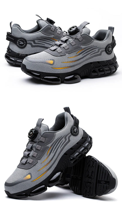 Rotating Button Men’s Safety Shoes – Anti-Smash & Anti-Puncture Work Boots, Fashion Sport Protective Footwear