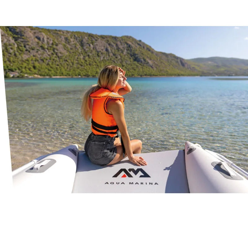 AQUA MARINA AIRCAT Inflatable Boat – Double Tube Catamaran Dinghy Raft with Drop Stitch Floor for Fishing & Water Sports