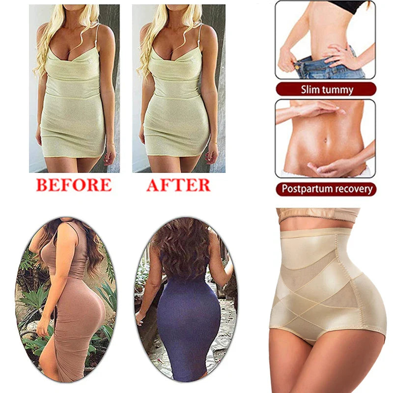 Sexy High-Waist Cross Body Shaper Panties – Women’s Tummy Control Slimming Shapewear Underwear