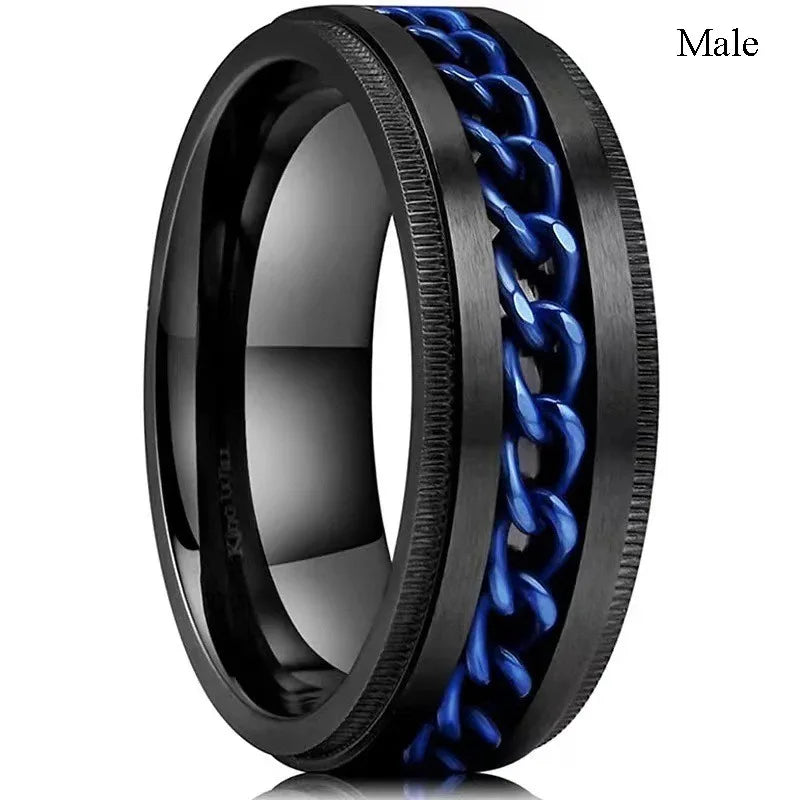 Couple Celtic Dragon Rings Set - Purple Rhinestone CZ Stainless Steel Wedding Jewelry for Men & Women