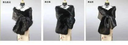 32-Color Luxury Faux Fox Fur Shawl – Women’s Plush Winter Scarf, Wrap & Cape for Wedding & Coat