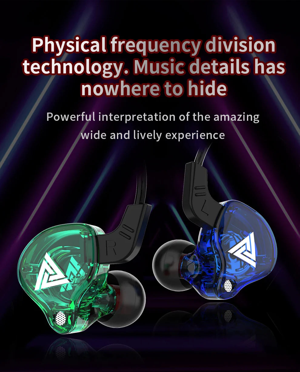 QKZ AK6 In-Ear Earphones - 6 Dynamic Drivers, Stereo Headphones with Mic, Sports HIFI Subwoofer Monitor Earbuds