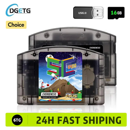 EVERGENESIS SC64 N64 Game Cartridge – 800-in-1 Nintendo 64 Game Card with Free 16GB Card, 64DD Compatible