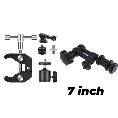 7"/11" Articulating Magic Arm with Super Clamp – DSLR Camera Rig Mount for Monitor, LED Light & Video Accessories