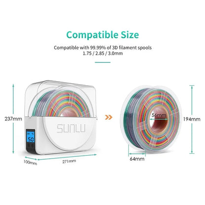 SUNLU S1+ 3D Filament Drying Box – Fila-Dryer Storage Holder for Dry Filament with Fast Heating