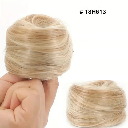 100% Human Hair Bun Ponytail Hairpiece – Brazilian Hair Scrunchie Updo, Donut Chignon Hair Extension for Women