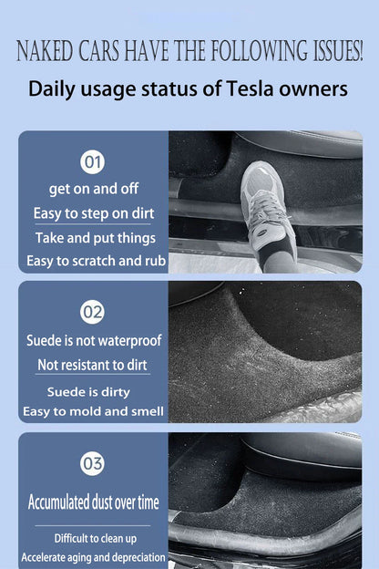 2/4/8PCS Tesla Model 3/Y Highland Door Sill Protector — ABS Anti-Kick Waterproof Threshold Strip for Front & Rear