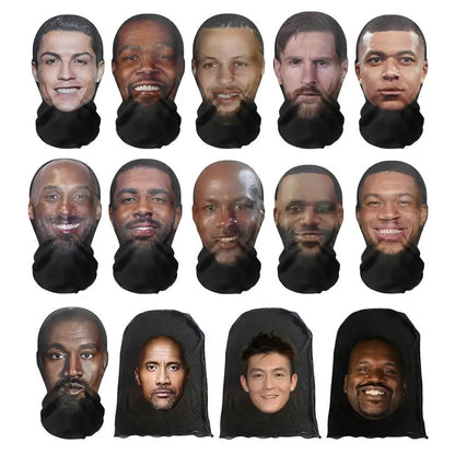 3D Balaclava Mask Hat - Seamless Kanye Face Mask for Pranks, Celebrity Hip Hop Hood Headgear