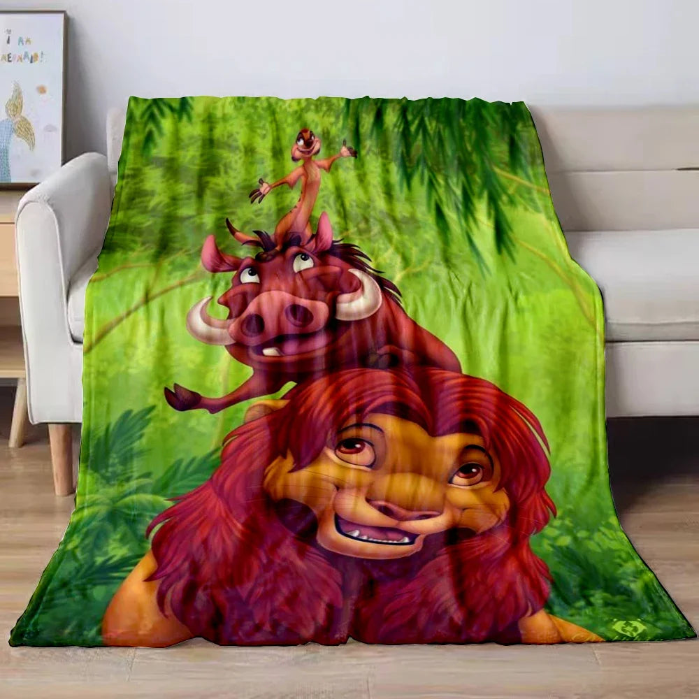 Lion King Simba Cartoon Flannel Blanket – Soft Cozy Throw for Sofa, Bed, Car, Camping, Travel & Kids Gift
