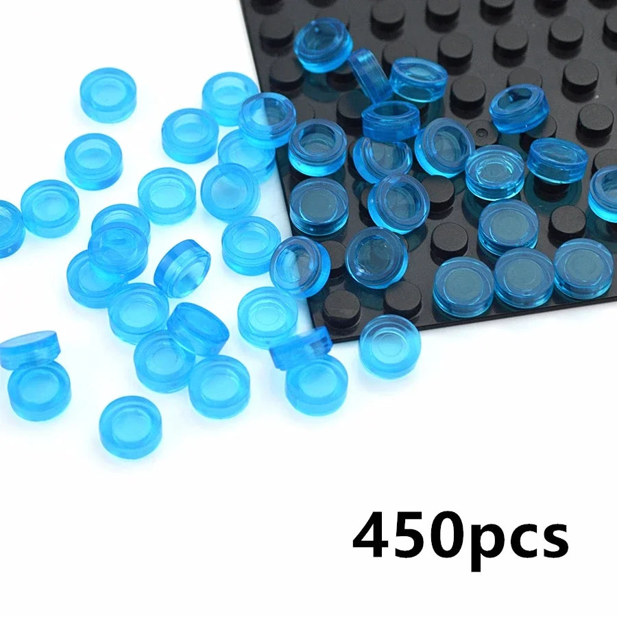 450PCS Round 1x1 Flat Stud Building Block Accessories – Colorful MOC-Compatible Creative Toy Parts Set for DIY Construction