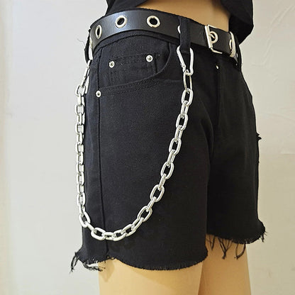 Punk Street Moon & Star Keychain – Goth Skull Rivet Waist Chain for Jeans, Unisex Rock Accessories