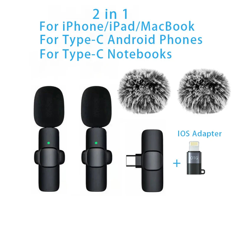 Wireless Lavalier Microphone – Portable Mini Audio & Video Recording Mic for iPhone, Android, PC & Cameras
