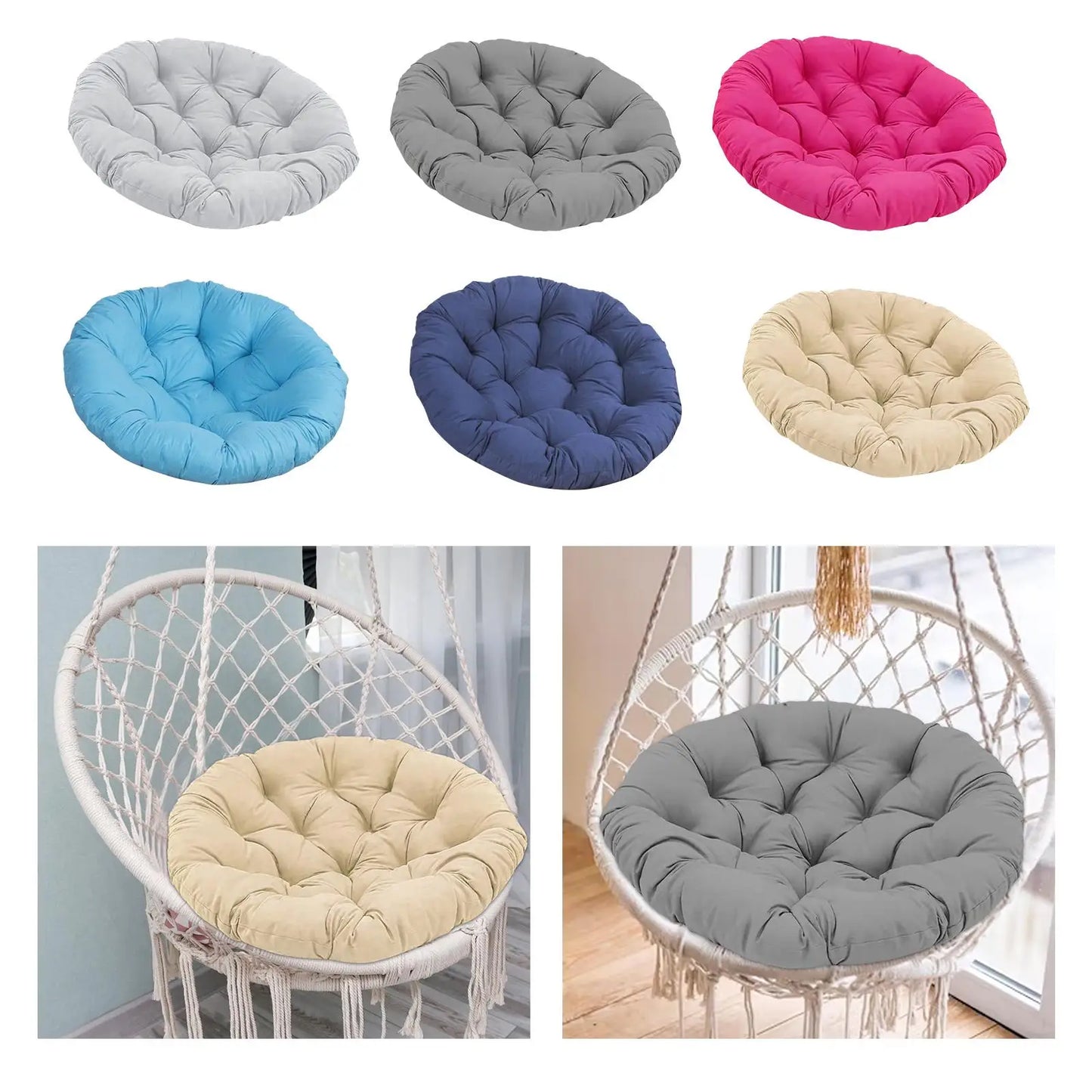20-Inch Round Papasan Chair Cushion – Thick Egg Chair Mat for Garden, Hanging Basket, Courtyard & Bedroom Accessory