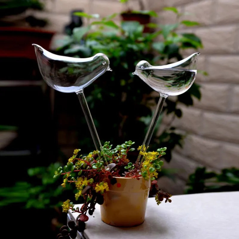 Decorative Glass Bird Watering Cans - 8 Styles Self-Watering Houseplant & Flower Glass Watering Device