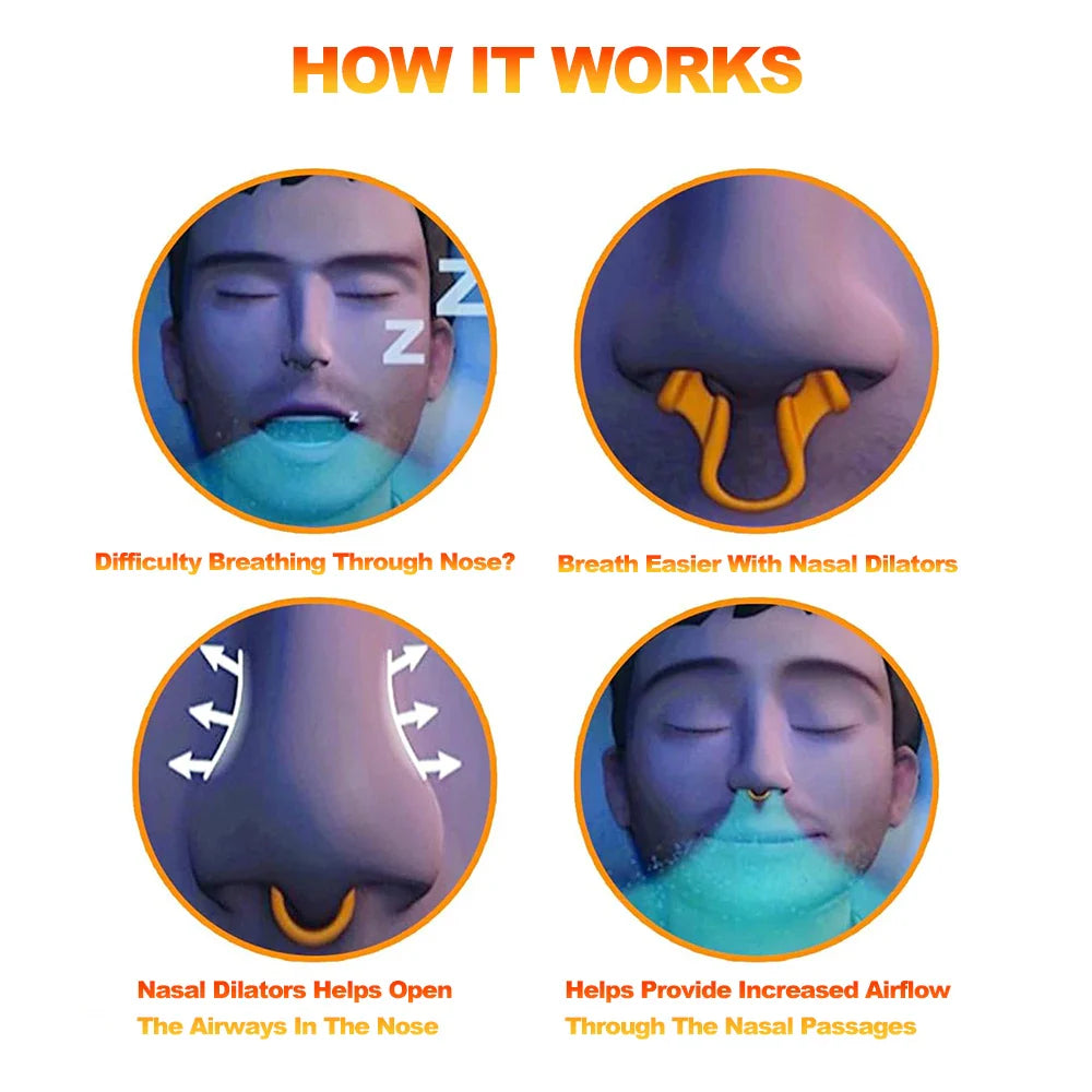 Silicone Nose Clip Anti-Snoring Nasal Dilator – Stop Snore Aid for Better Breathing & Sleep Improvement (1-2 Pcs)