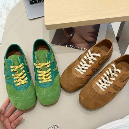 Women’s 2024 Genuine Leather Sneakers – Casual Spring Flat Training Shoes for Ladies