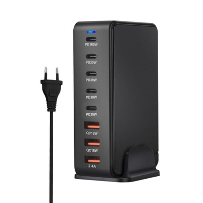 268W Desktop GaN Charger – 8-Port USB Type-C PD Fast Charger with Quick Charge 3.0 for Mobile Devices