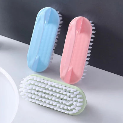 Hard Bristle Scrubbing Brush - Portable Plastic Hand Brush for Laundry, Shoes, Kitchen & Bathroom Cleaning