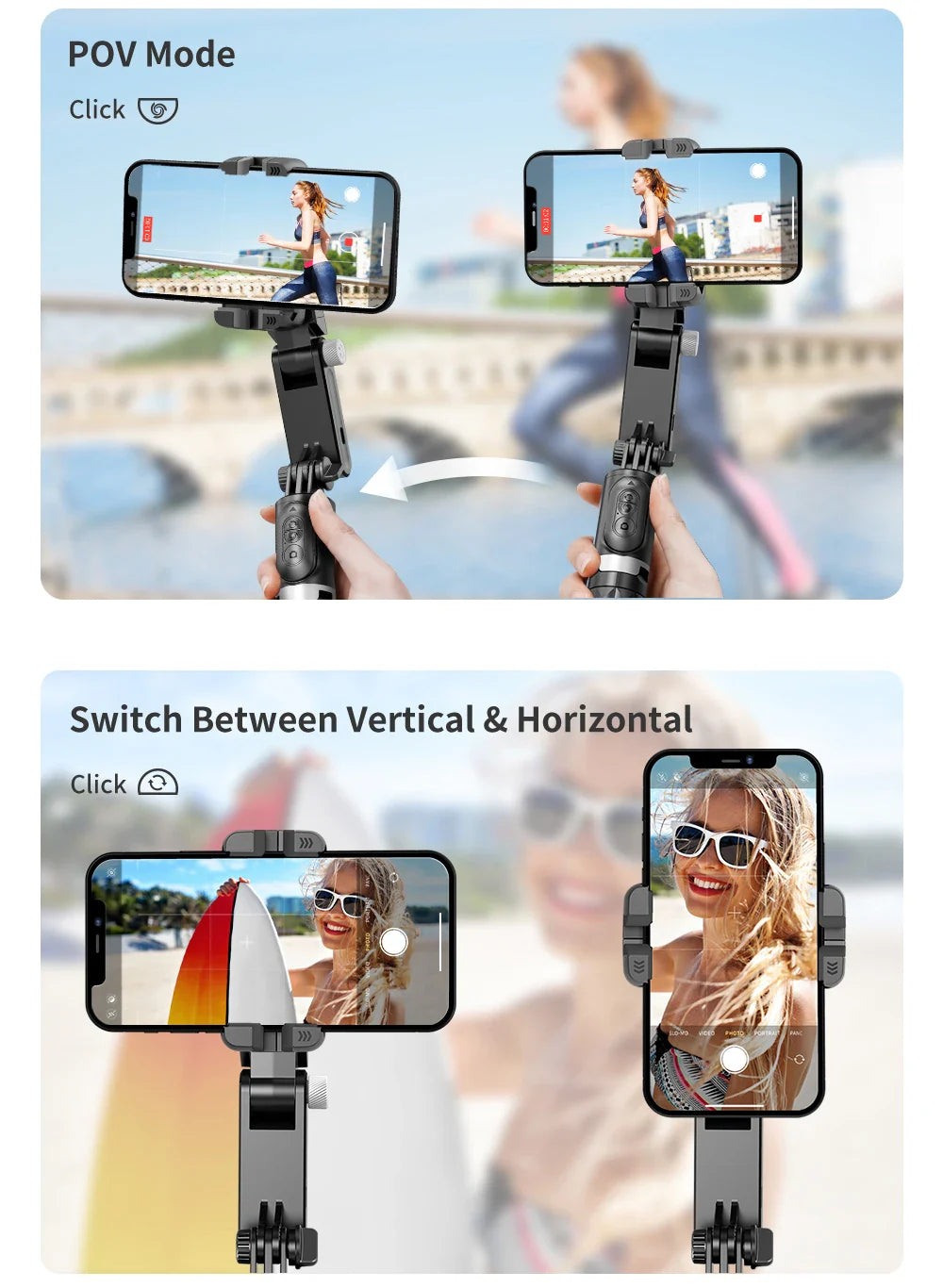360° Rotation Gimbal Stabilizer & Selfie Stick – Tripod for iPhone & Smartphone Live Photography