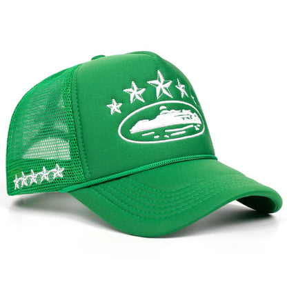 Unisex Print Mesh Trucker Cap - Hip Hop Streetwear Snapback Hat with Breathable Sunshade Design