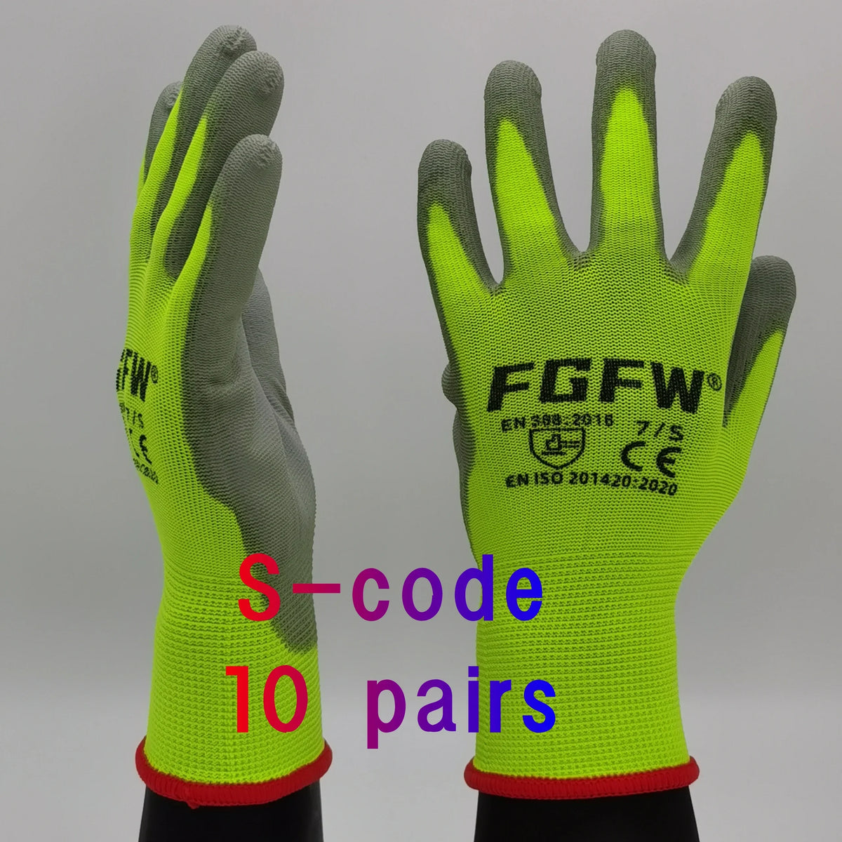 10-Pair PU Coated Work Gloves - Lightweight Durable Safety Gloves, EN 388 & ISO 20471 Certified, S–XL