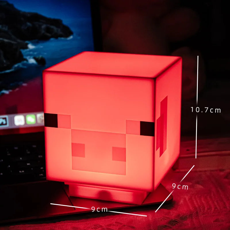 MC Game LED Creeper Night Lamp – Creative Block Button Light for Bedroom, Desk, and Bedside Decoration