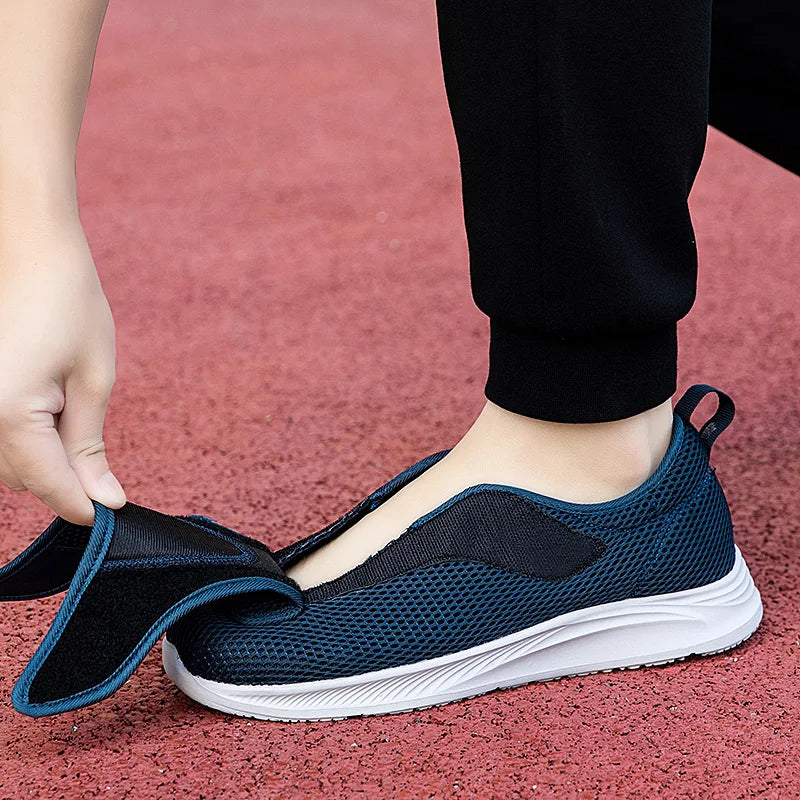 Adjustable Lightweight Open Walking Shoes for Men, Comfortable Diabetic Sneakers for Swollen & Elderly Feet, Breathable Support Fit