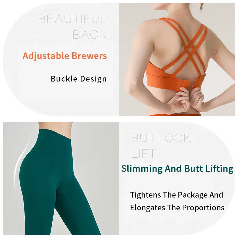 2-Piece Women’s Yoga Tracksuit – Athletic Pilates Fitness Set with Push-Up Sports Bra & Leggings for Gym Workouts