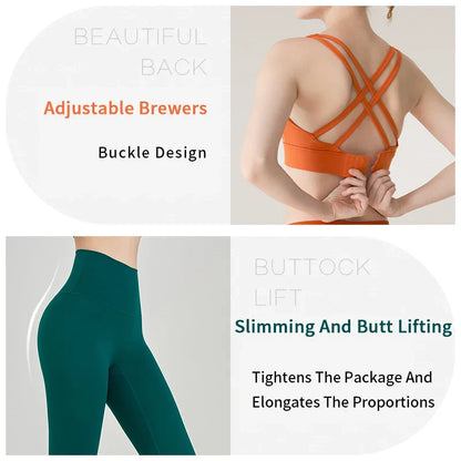 2-Piece Women’s Yoga Tracksuit – Athletic Pilates Fitness Set with Push-Up Sports Bra & Leggings for Gym Workouts
