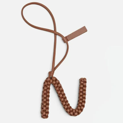 Woven Leather Letter Bag Charm – Luxury Handwoven Pendant Ornament for Women’s Handbags, Fashionable Bag Decoration Accessory