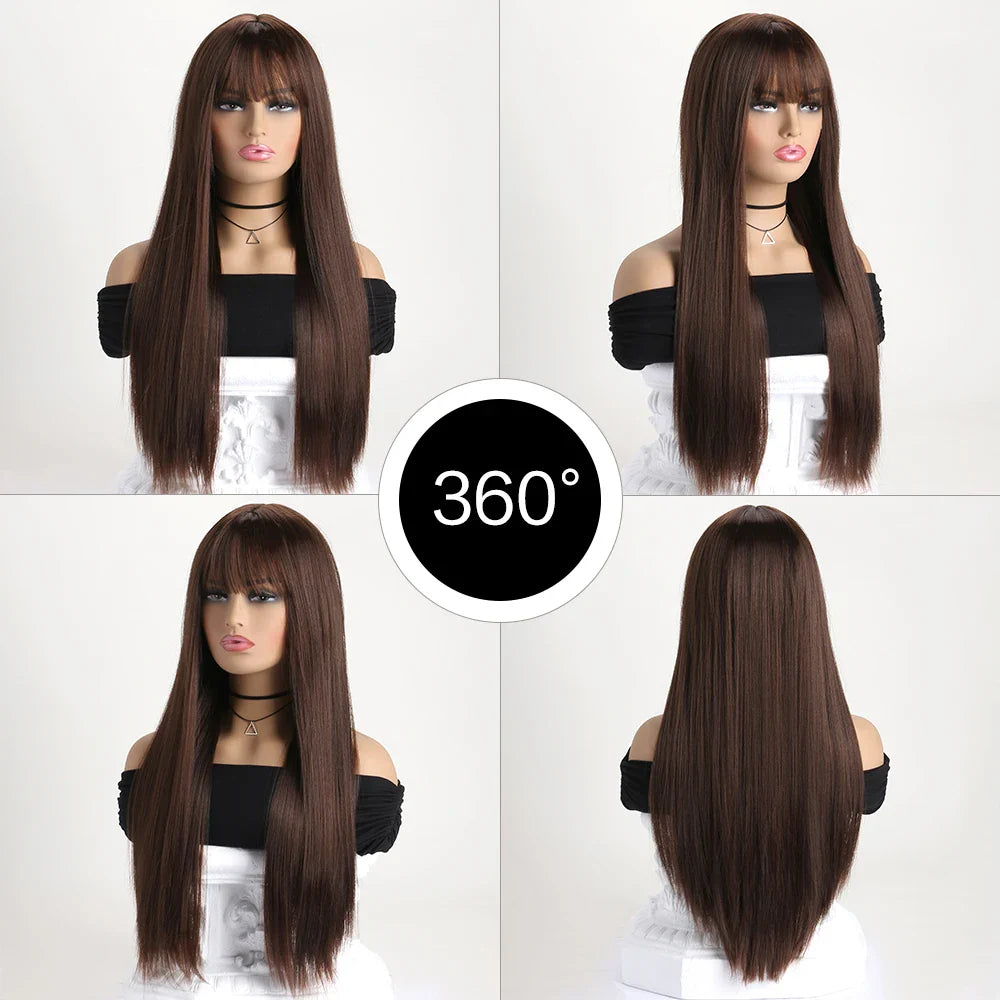 26" Long Straight Synthetic Wig for Women – Colorful Fashion Wig for Daily Wear, Halloween Costume, Party & Cosplay