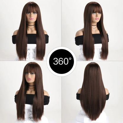 26" Long Straight Synthetic Wig for Women – Colorful Fashion Wig for Daily Wear, Halloween Costume, Party & Cosplay