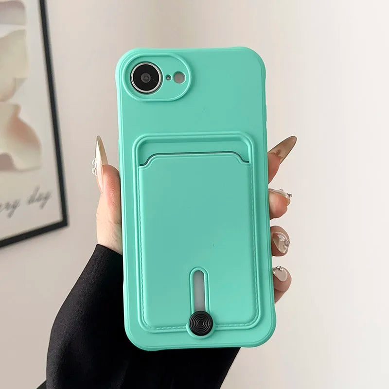 Fashion Wallet Card Holder Phone Case for iPhone 11–17 Series (Pro Max/Plus/Mini) – Soft TPU Shockproof Protective Back Cover with Card Slot
