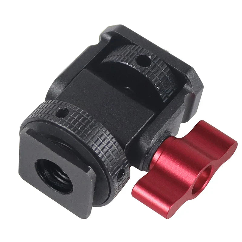 Mini Monitor Mount Holder – Swivel & Tilt Tripod Head with Cold Shoe Adapter for Flash, Microphone, and Fill Light