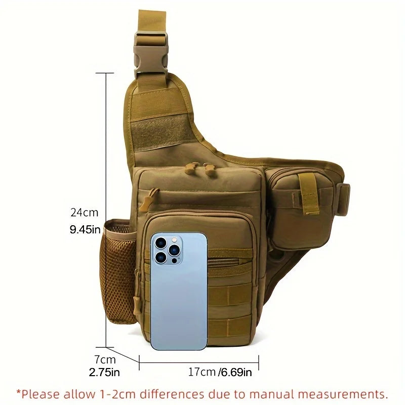 Waterproof Tactical Fishing Shoulder Bag - Outdoor Sports and Travel Crossbody Chest Backpack for Cycling, Climbing, Camping
