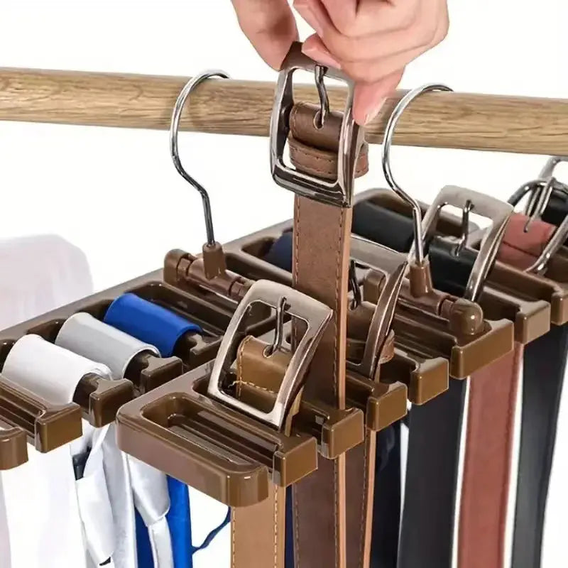 Rotating Tie & Belt Hanger — Multifunctional Scarf Organizer for Home Closet Storage Rack