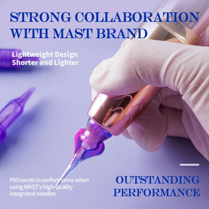 Mast P60 Wireless Tattoo Pen – Permanent Makeup Kit with 2 Batteries & 5 Adjustable Strokes for Eyebrows, Eyeliner & Lips