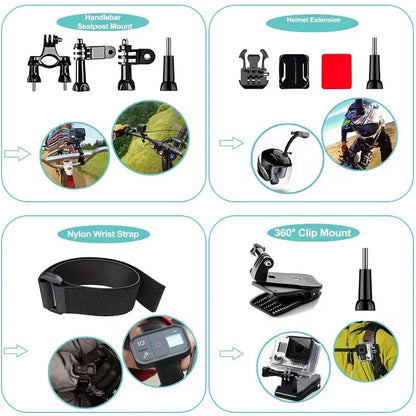 58-in-1 Action Camera Accessory Kit — Compatible with GoPro Hero 12–1, DJI, Insta360, SJCAM, Yi, EKEN, Osmo, AKASO