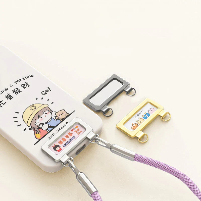 0.3mm Metal Phone Tether Tab – 360° Rotating Phone Lanyard Patch Clip Replacement Hanging Strap Gasket Accessory