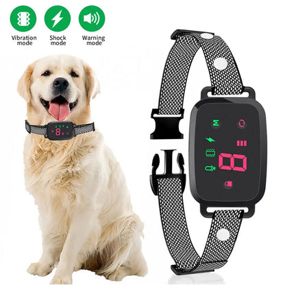 Smart Automatic Anti-Bark Dog Collar HD Digital Display IP67 Waterproof Rechargeable Bark Control Training Device for Dogs Stop Barking System