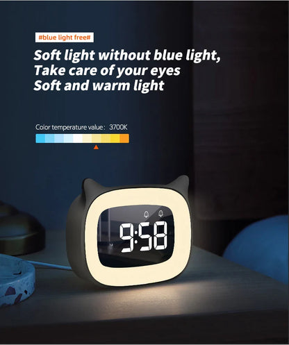Music LED Digital Alarm Clock – Voice Control Night Light with 1200mAh Battery for Home Desk Decor