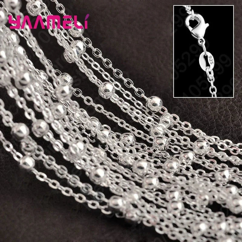 10PCS 925 Sterling Silver Charm Link Chain Necklaces – Smooth Lobster Clasp Jewelry, 16-30 Inch Adjustable