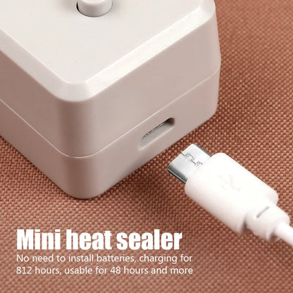 Rechargeable 2-in-1 Mini Bag Sealer with Cutter Knife - USB Chargable, Portable Heat Sealer for Plastic Bag Food Storage