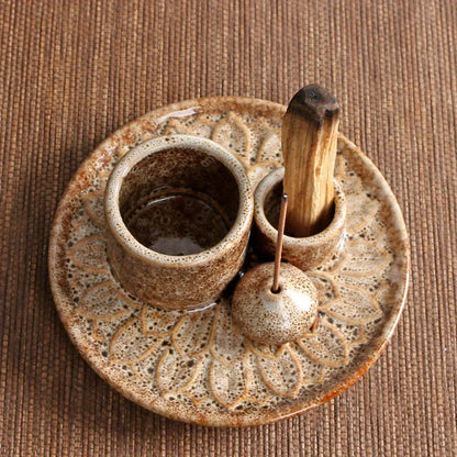 Morandi Ceramic Candle Holder & 4 in 1 Incense Burner – Palo Santo, Sage, Stick & Cone Holder