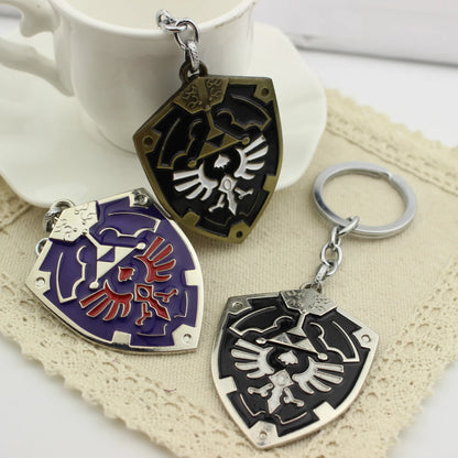 Zelda Shield Keychain – Enamel Metal Symbol Pendant Keyring for Men & Fans Gift