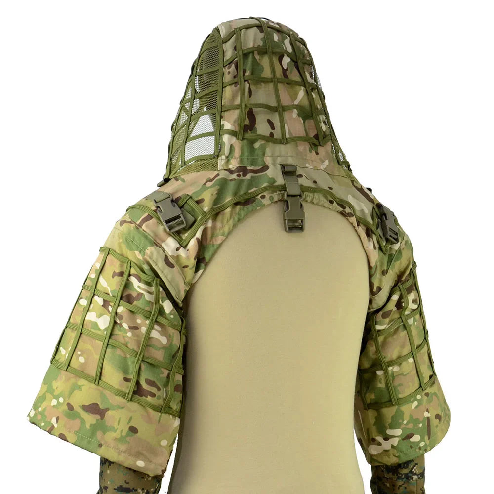 Ghillie Suit Tactical Sniper Coat – Viper Hood Camouflage Clothing for Airsoft, Paintball & Hunting, Ripstop Fabric